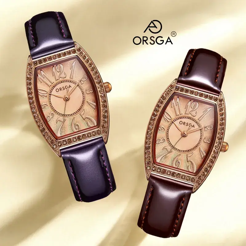 Retro Wine Barrel Women's Quartz Watch Rose Gold Diamond Band