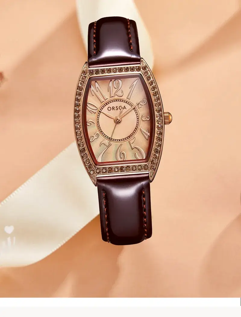 Retro Wine Barrel Women's Quartz Watch Rose Gold Diamond Band — feature 10