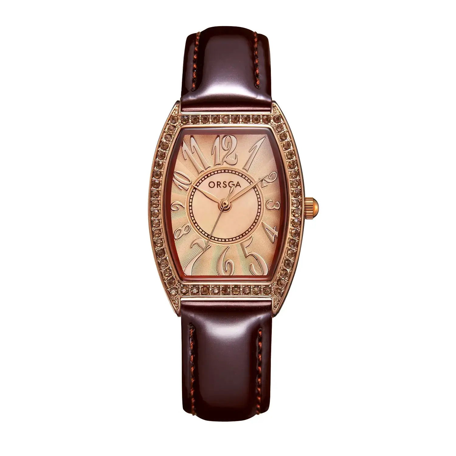 Retro Wine Barrel Women's Quartz Watch Rose Gold Diamond Band