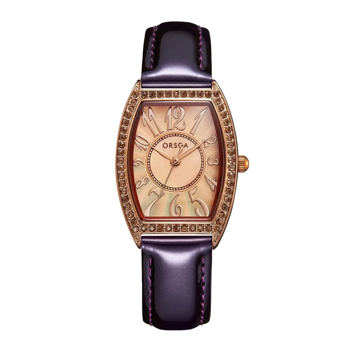 Retro Wine Barrel Women's Quartz Watch Rose Gold Diamond Band