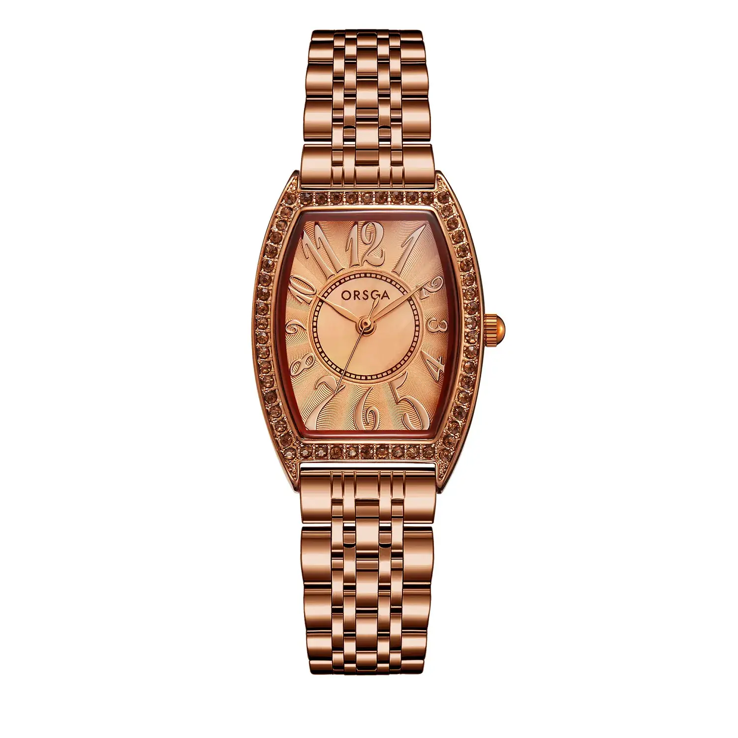 Retro Wine Barrel Women's Quartz Watch Rose Gold Diamond Band