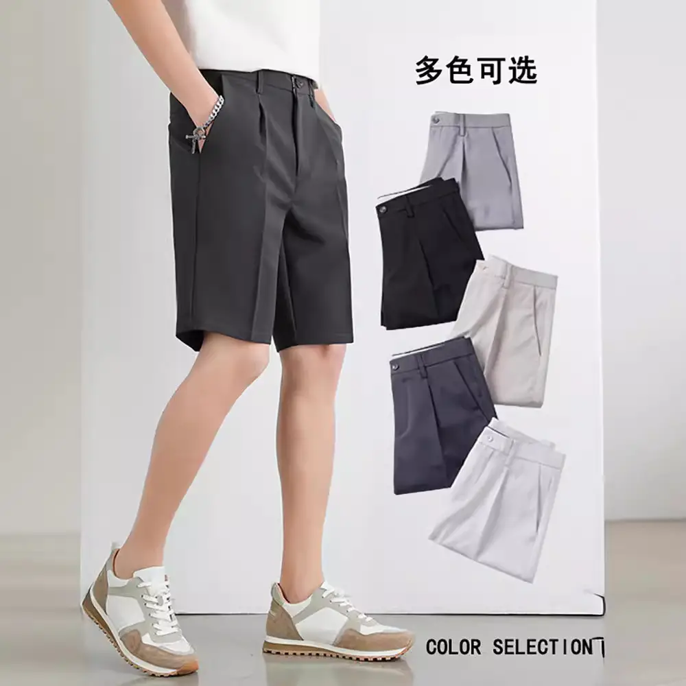 Men's Thin Ice Silk Shorts Black Mid-Length - Image 8