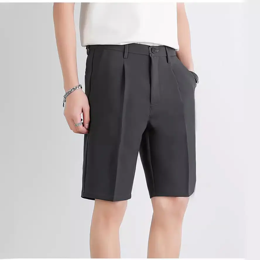 Men's Thin Ice Silk Shorts Black Mid-Length - Image 9