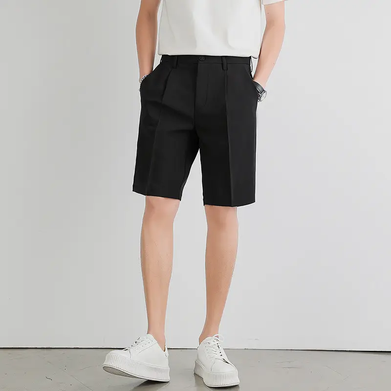 Men's Thin Ice Silk Shorts Black Mid-Length - Image 2