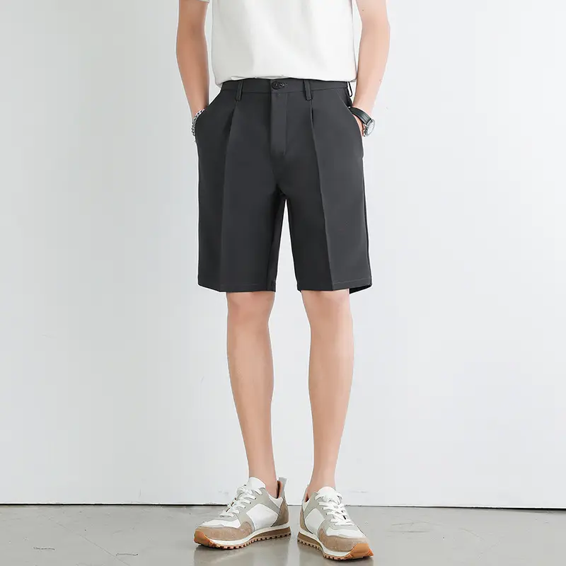 Men's Thin Ice Silk Shorts Black Mid-Length - Image 4