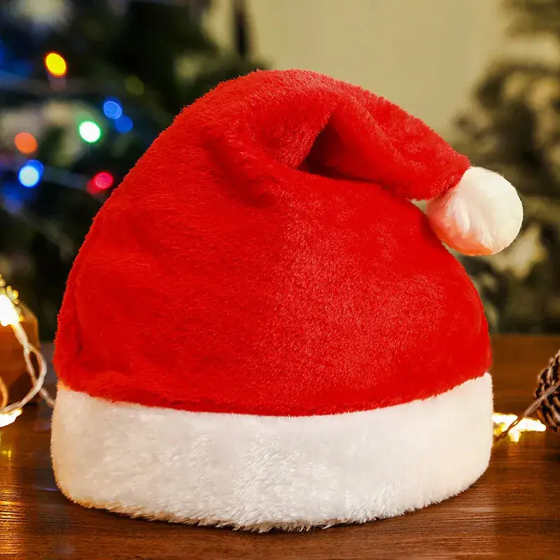 Christmas Hat with Cartoon Elk Design Red White Fleece - Image 32