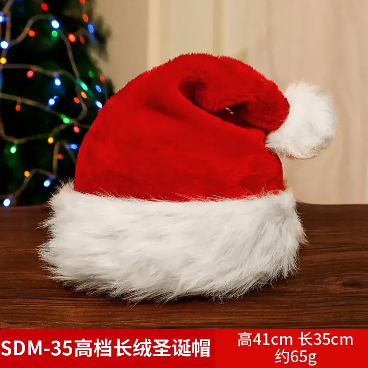 Christmas Hat with Cartoon Elk Design Red White Fleece - Image 11