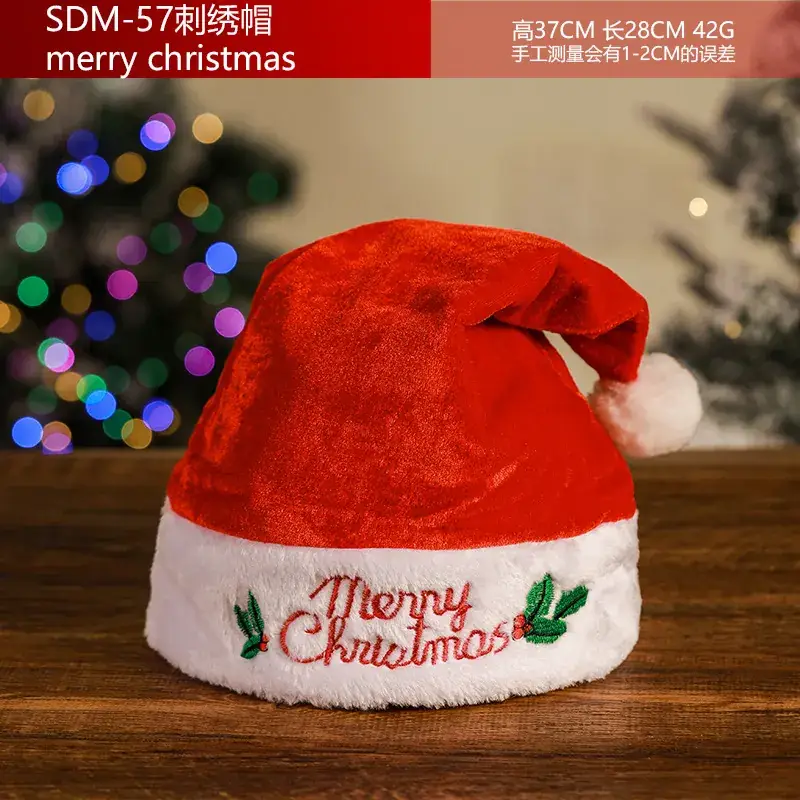 Christmas Hat with Cartoon Elk Design Red White Fleece - Image 14
