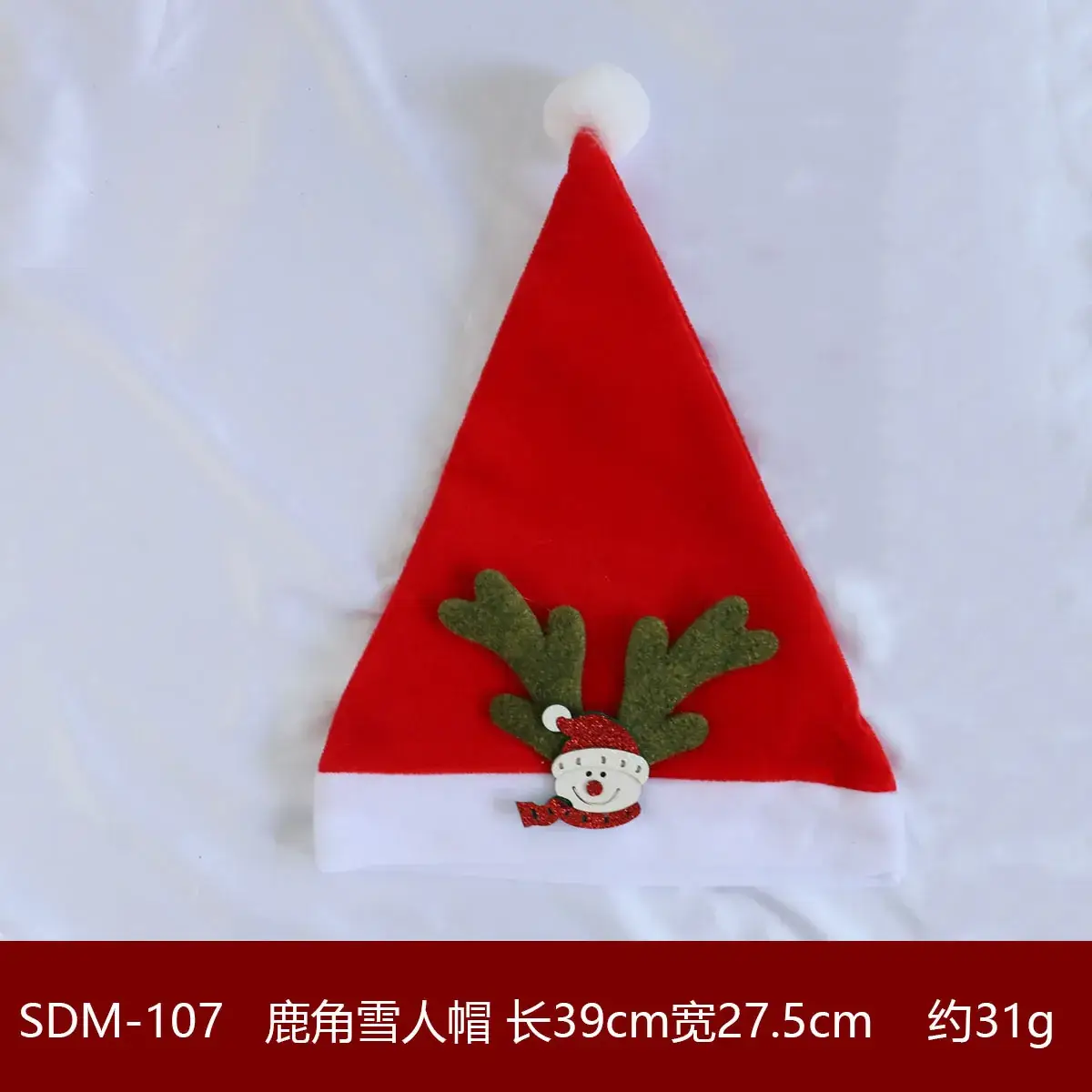 Christmas Hat with Cartoon Elk Design Red White Fleece - Image 28