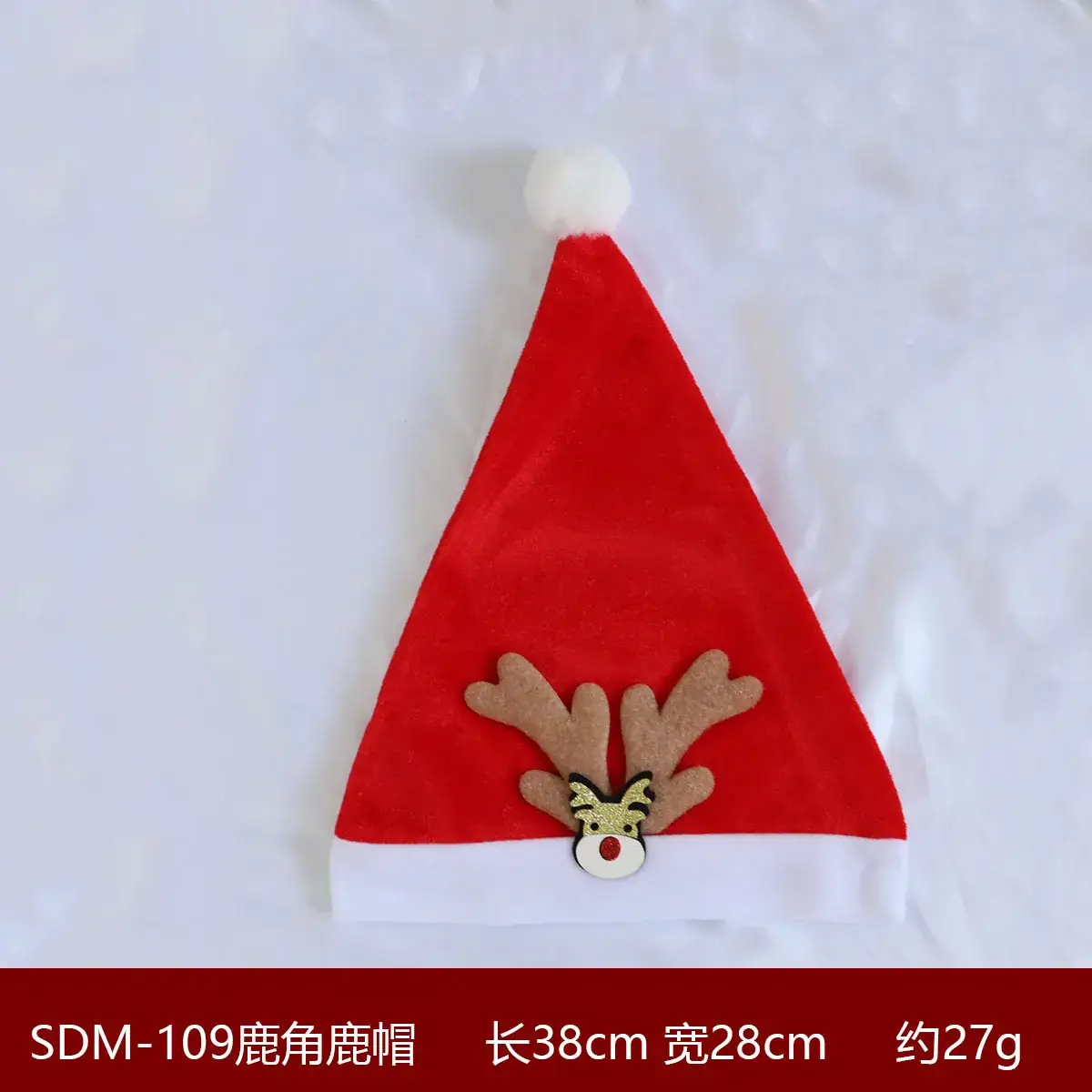 Christmas Hat with Cartoon Elk Design Red White Fleece - Image 30