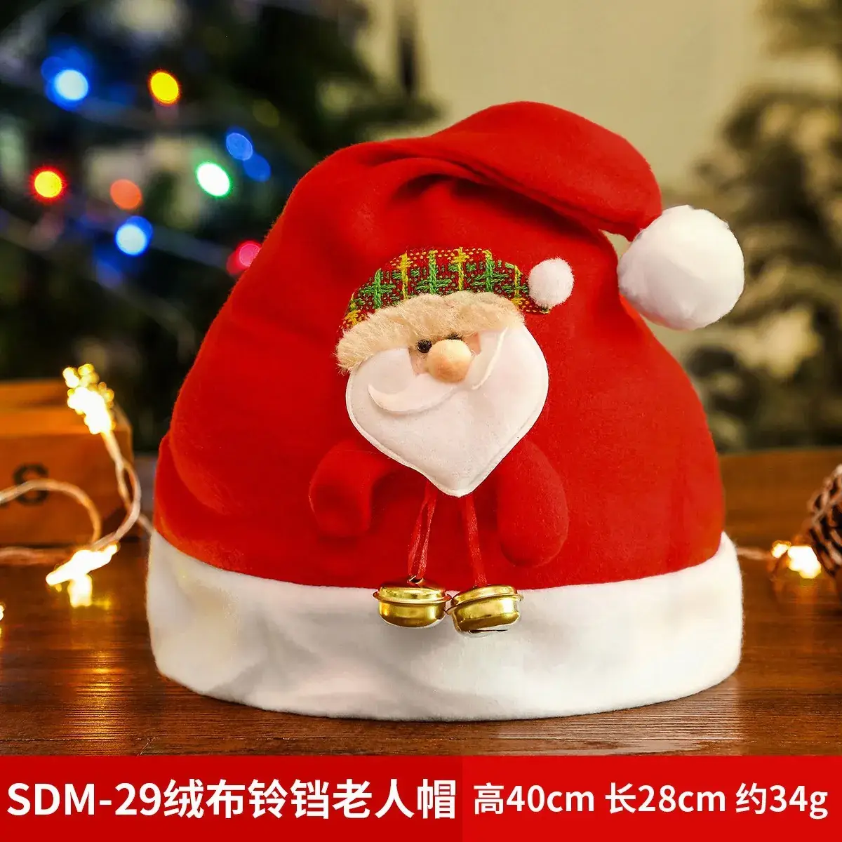 Christmas Hat with Cartoon Elk Design Red White Fleece - Image 6