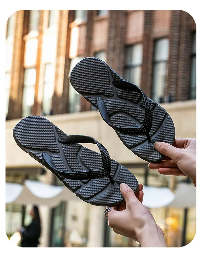 Plus Size Gray Flip Flops Men's Non-Slip Beach Slippers — feature 20
