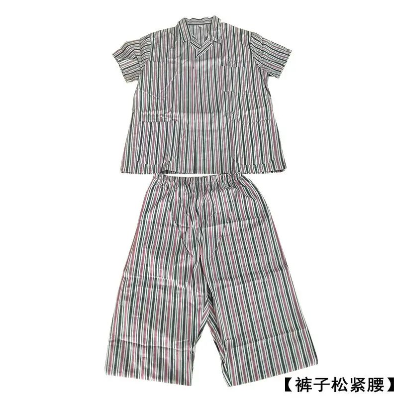 Men Cotton Hospital Gown Blue Striped Long Sleeve Short Sleeve - Image 10