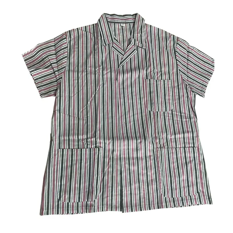 Men Cotton Hospital Gown Blue Striped Long Sleeve Short Sleeve - Image 2