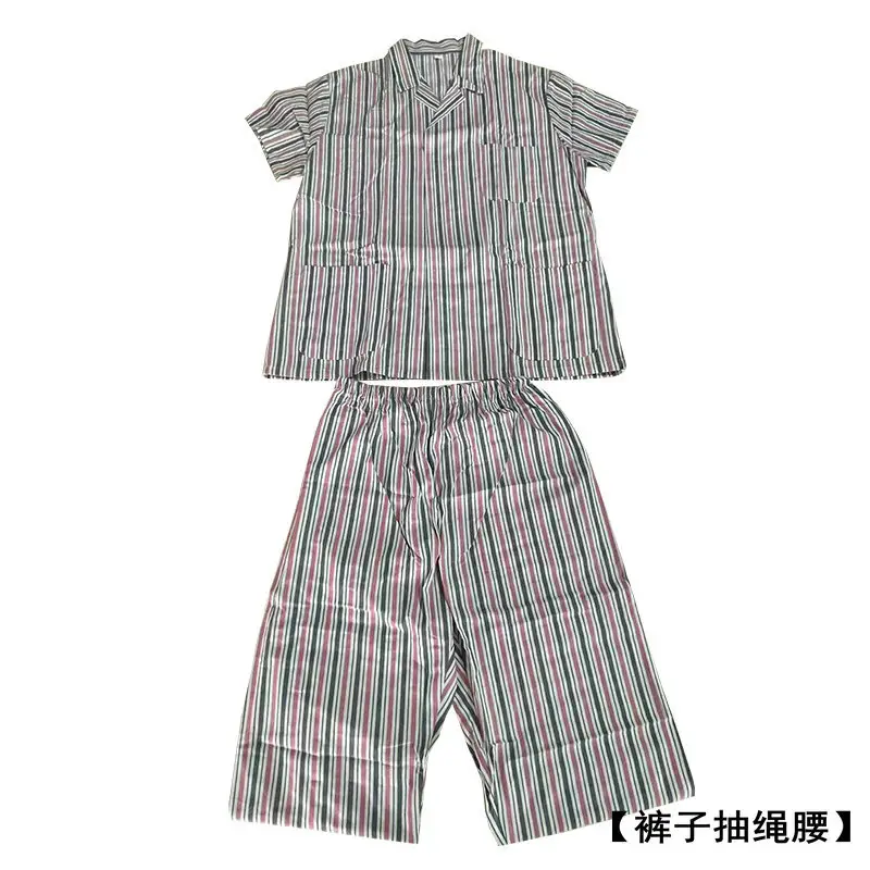 Men Cotton Hospital Gown Blue Striped Long Sleeve Short Sleeve - Image 6