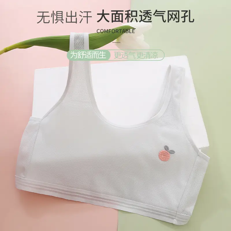 Developmental underwear girls thin breathable junior high school students 7-14 years old mesh sports vest bra children