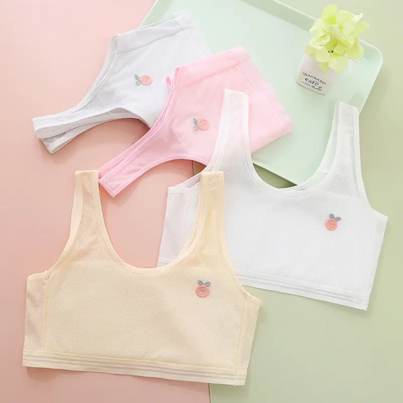 Developmental underwear girls thin breathable junior high school students 7-14 years old mesh sports vest bra children