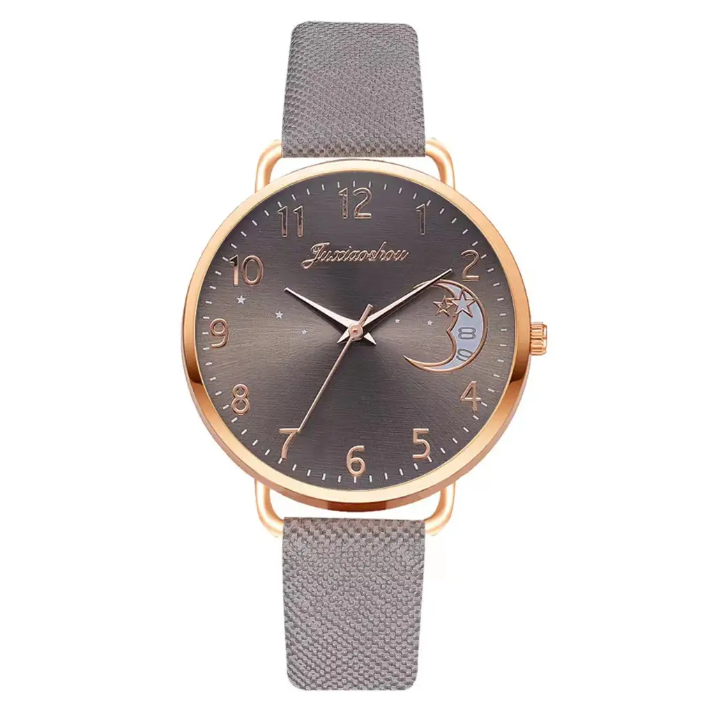 Women's Rose Gold Bracelet Watch Set with Moon Pattern & Digital Dial - Image 8