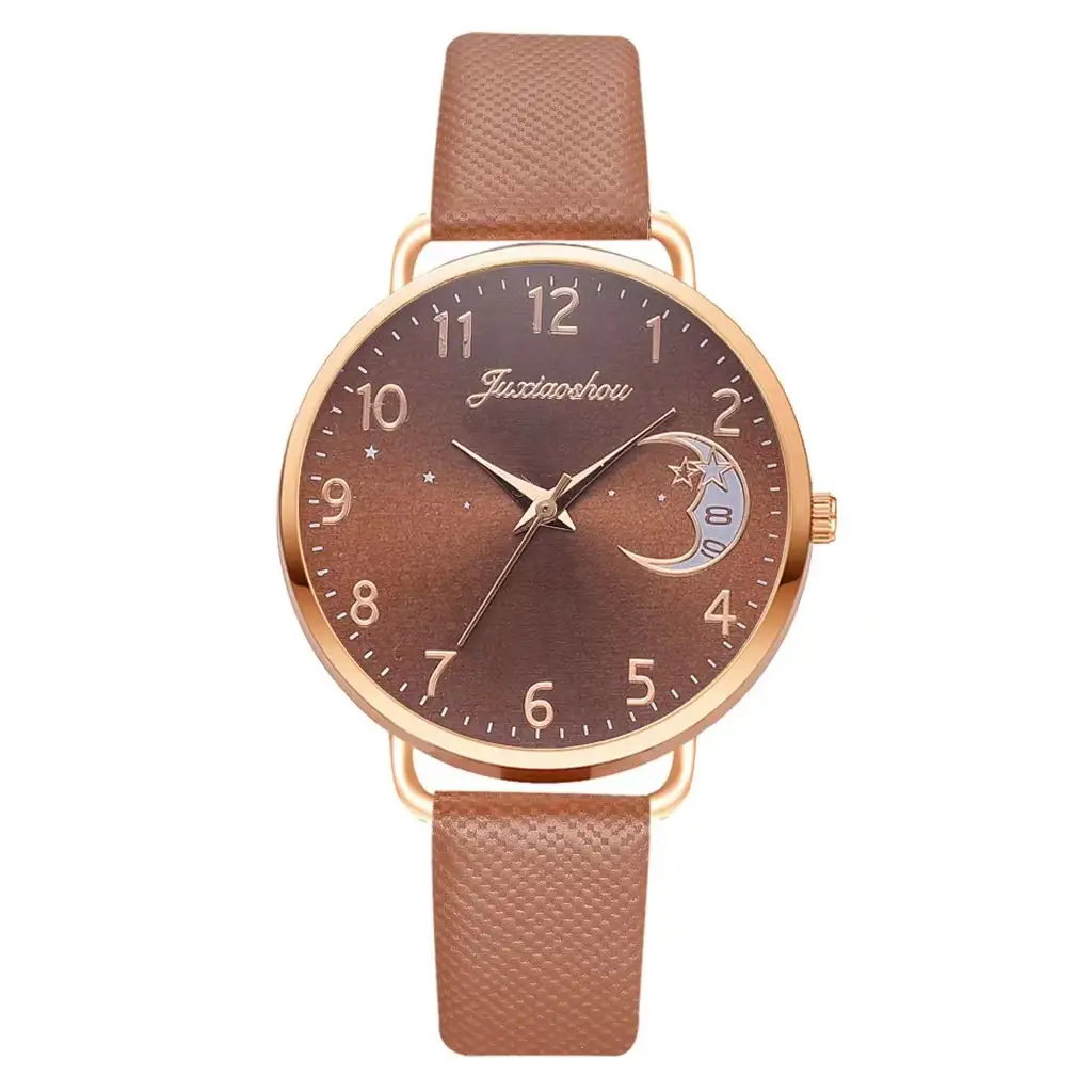 Women's Rose Gold Bracelet Watch Set with Moon Pattern & Digital Dial - Image 6