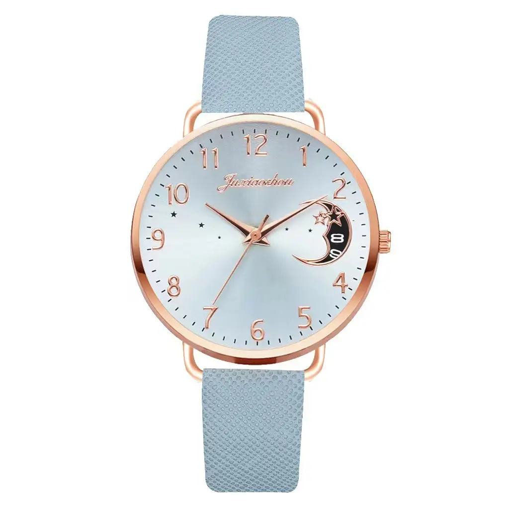 Women's Rose Gold Bracelet Watch Set with Moon Pattern & Digital Dial - Image 7