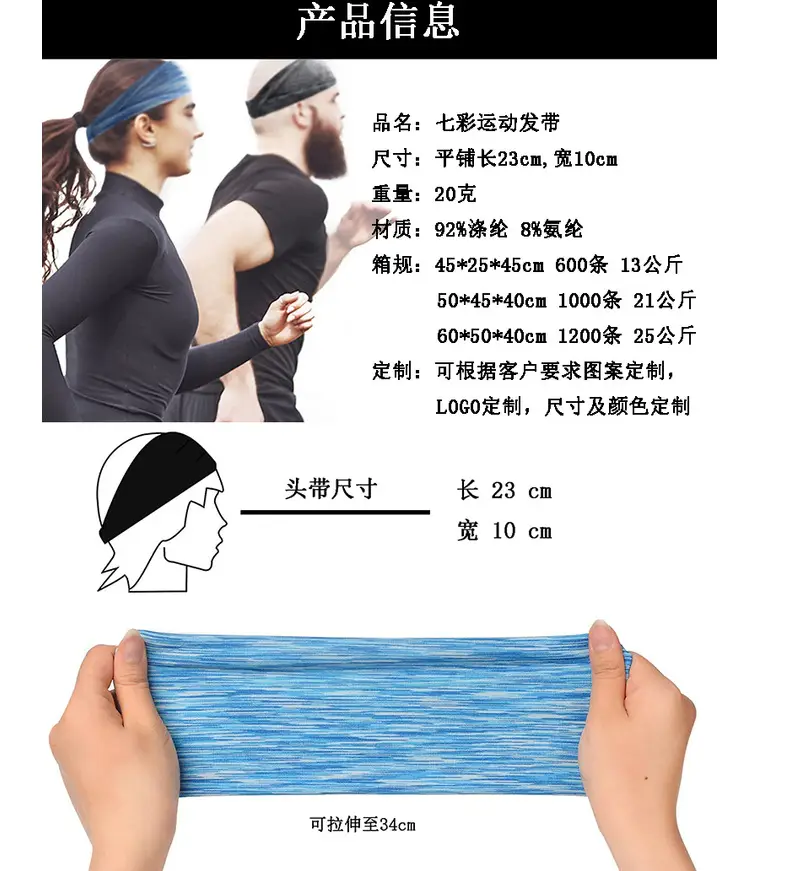 European & American Sports Hair Band Yoga Moisture Absorbing Running Fitness Headband — feature 4