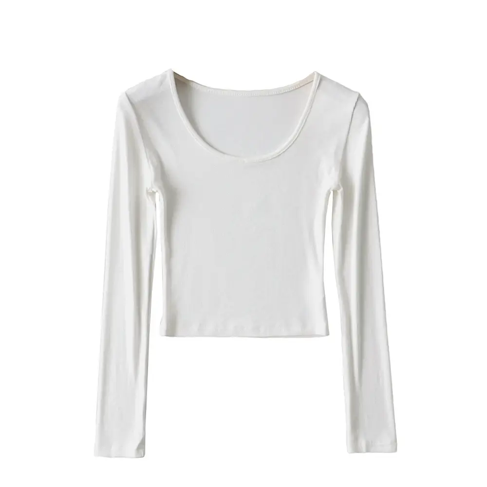 Women's Beige Long Sleeve Round Neck T-Shirt - Image 11