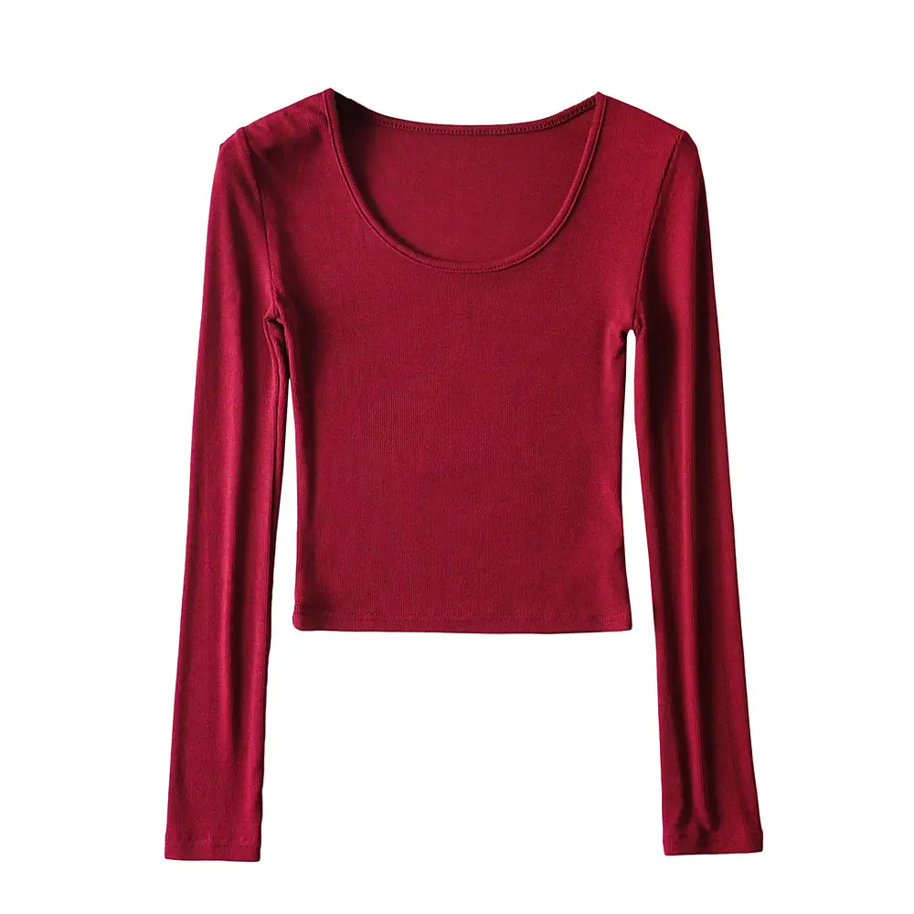 Women's Beige Long Sleeve Round Neck T-Shirt - Image 16