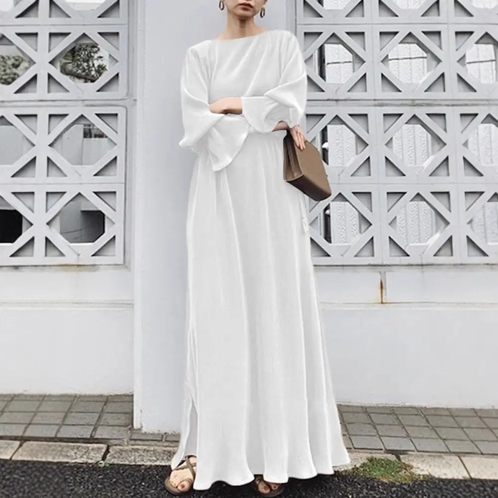 White Long Sleeve Robe Party Dress for Women - Image 6