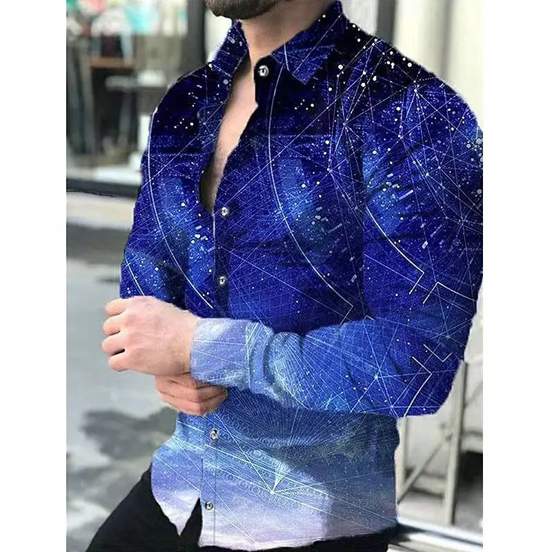 Men's Printed Star Shirt Outerwear Black Gold