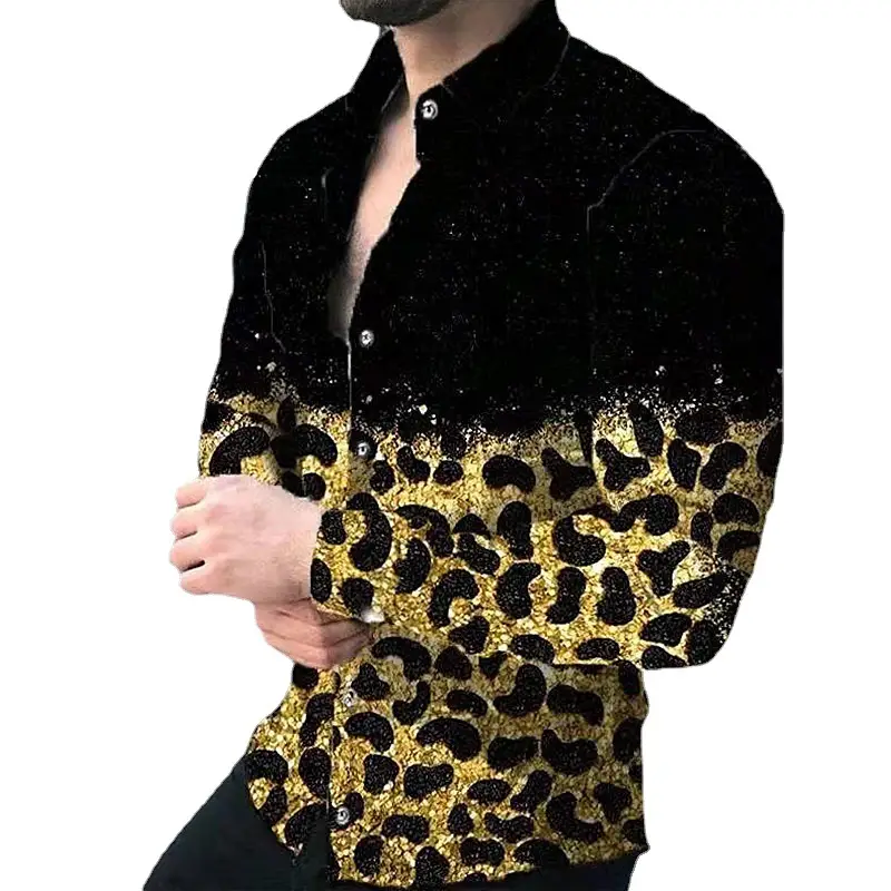 Men's Printed Star Shirt Outerwear Black Gold