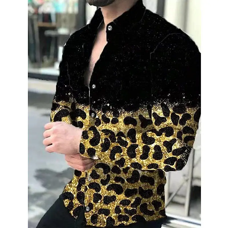 Men's Printed Star Shirt Outerwear Black Gold