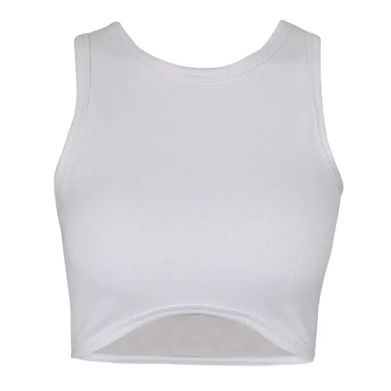 Women's Sleeveless Top High Waist Navel Baring White - Image 8