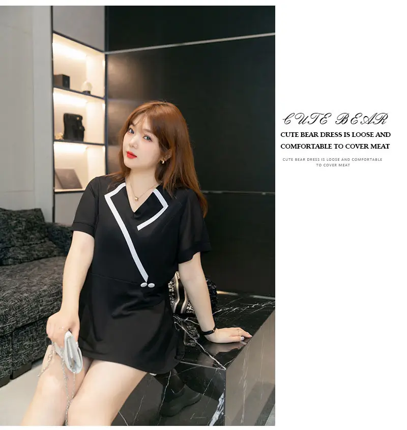 Women's Black V-Neck Slimming Top Large Size Chiffon — feature 9