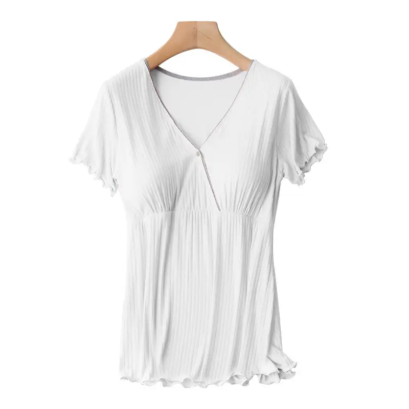 Pink Cotton Postpartum Bra-Free Maternity T-Shirt - Image 3