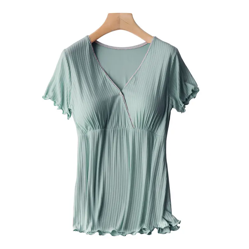 Pink Cotton Postpartum Bra-Free Maternity T-Shirt - Image 5