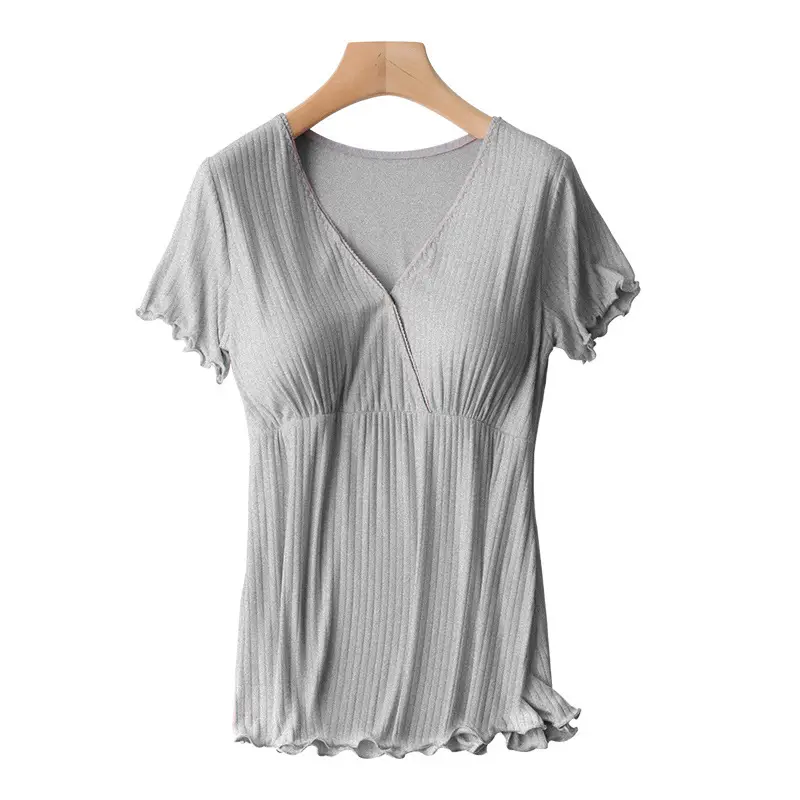 Pink Cotton Postpartum Bra-Free Maternity T-Shirt - Image 6