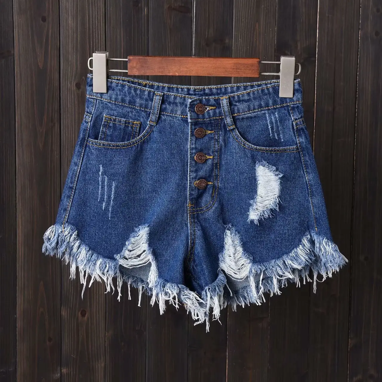 Black Ripped Denim Shorts for Girls Large Summer Wear - Image 10