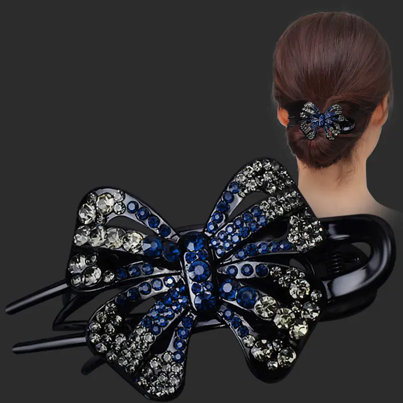 Black Korean Style Hair Clip with Bow and Duck Bill Design - Image 5
