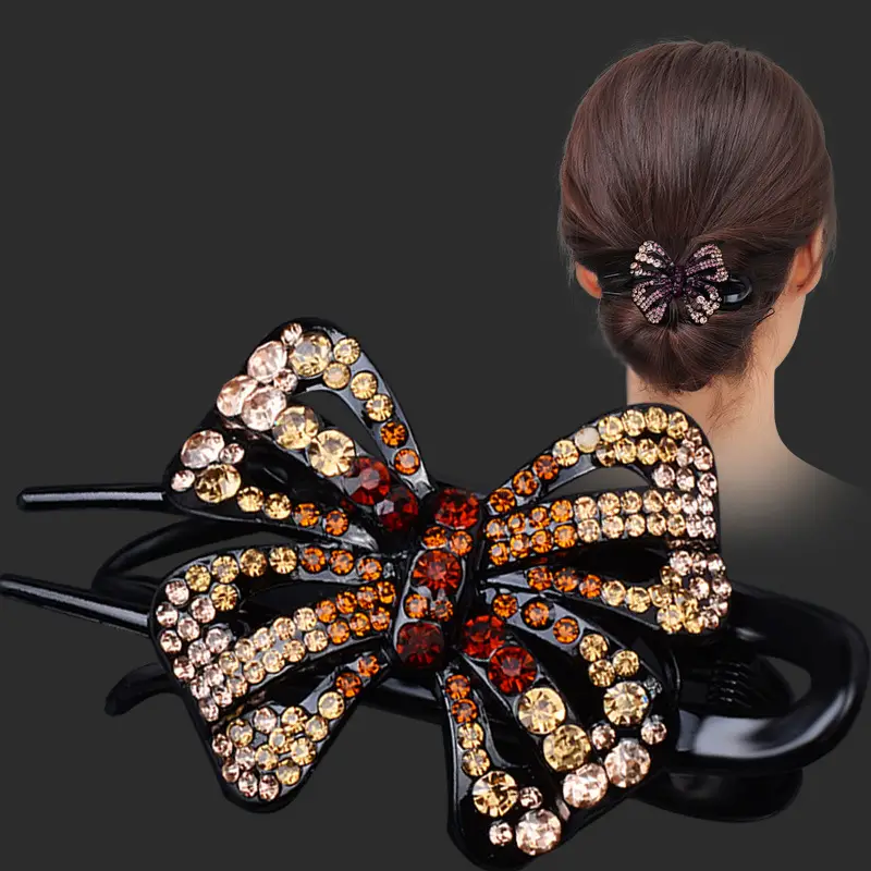 Black Korean Style Hair Clip with Bow and Duck Bill Design - Image 6