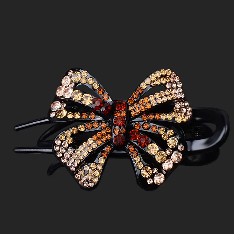 Black Korean Style Hair Clip with Bow and Duck Bill Design - Image 2