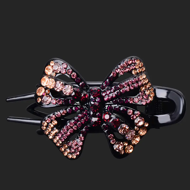 Black Korean Style Hair Clip with Bow and Duck Bill Design - Image 3