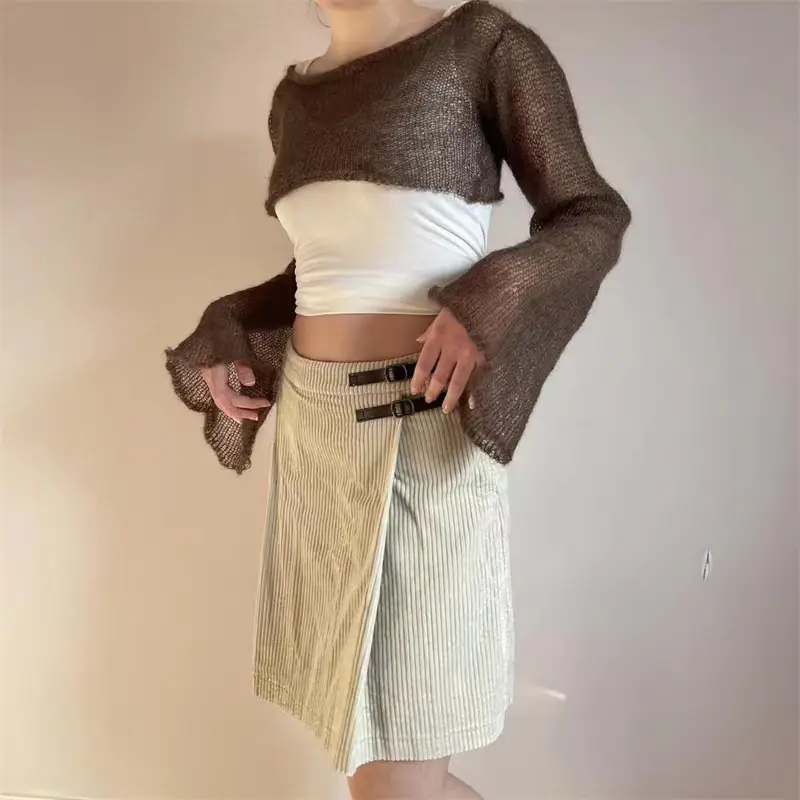 2022 Green Knit Long Sleeve Women's Sweater - Image 7