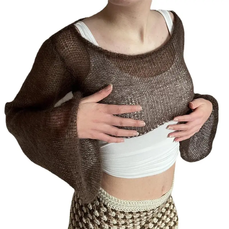 2022 Green Knit Long Sleeve Women's Sweater - Image 8
