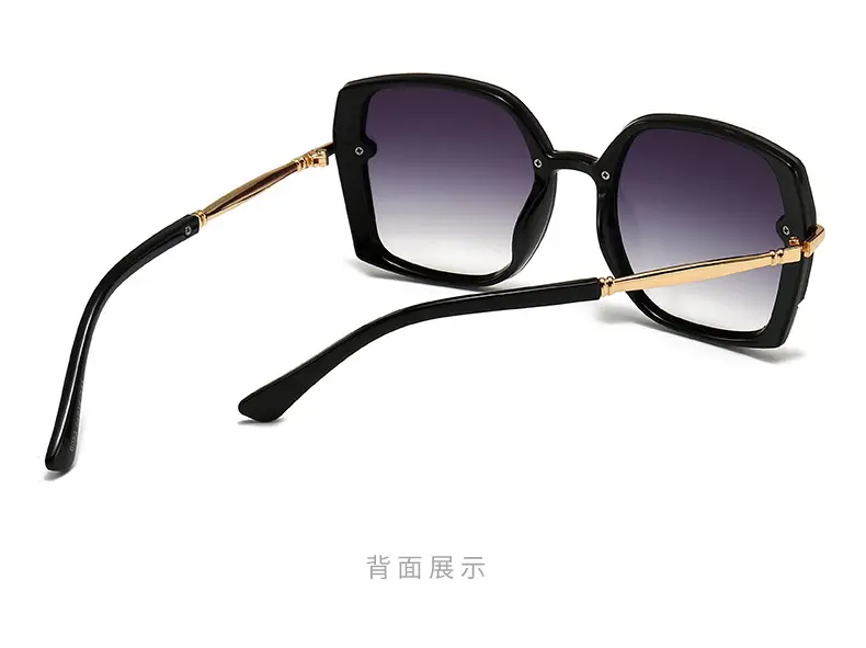 Women Polygonal Sunglasses Brown Gradient Gold Frame — feature 11