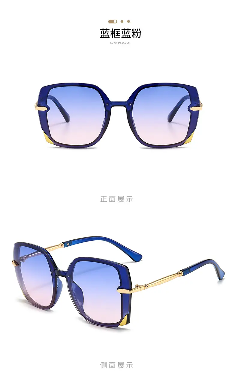 Women Polygonal Sunglasses Brown Gradient Gold Frame — feature 12
