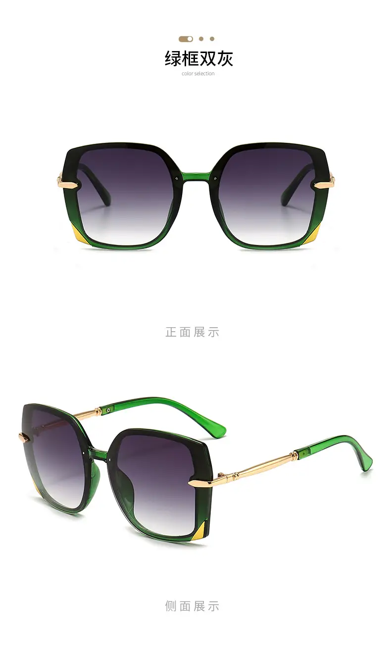 Women Polygonal Sunglasses Brown Gradient Gold Frame — feature 14