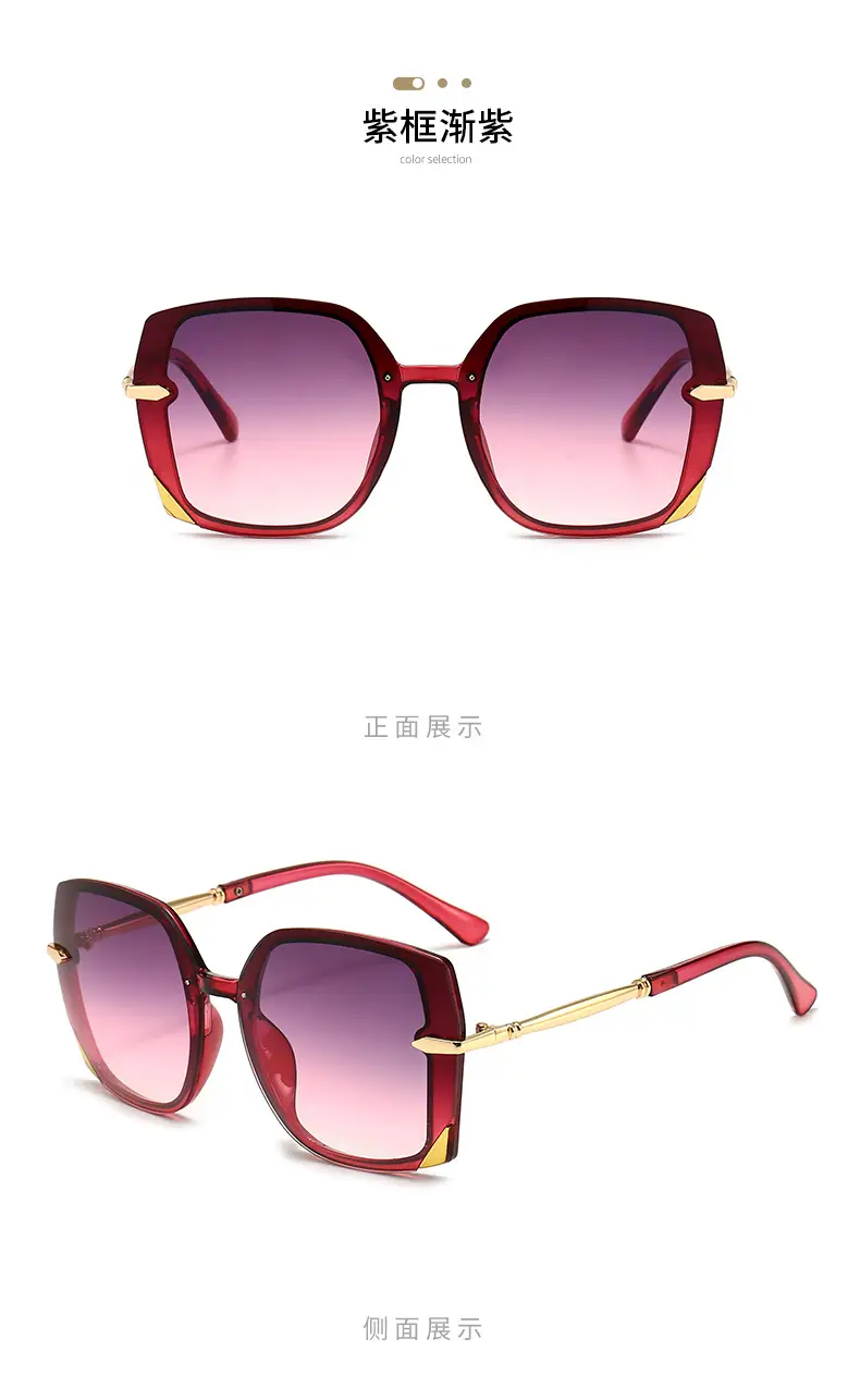 Women Polygonal Sunglasses Brown Gradient Gold Frame — feature 16