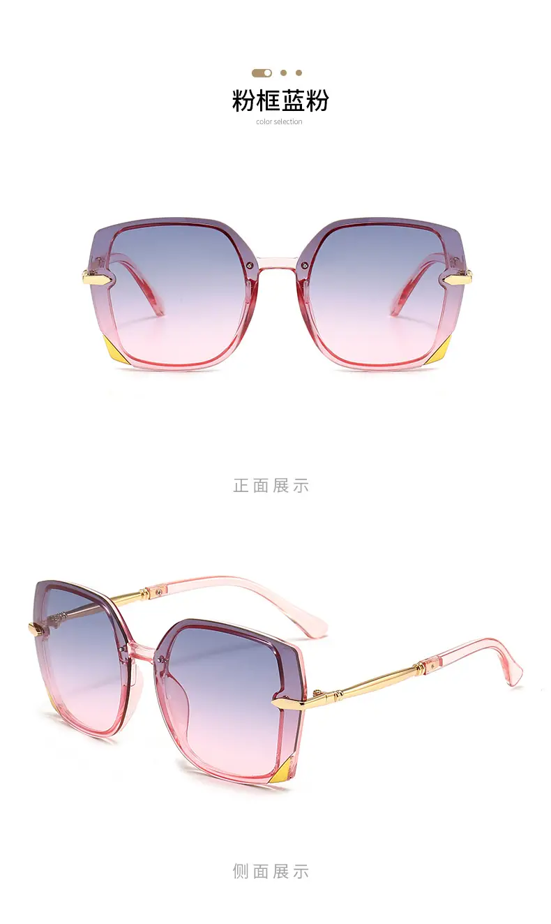 Women Polygonal Sunglasses Brown Gradient Gold Frame — feature 19