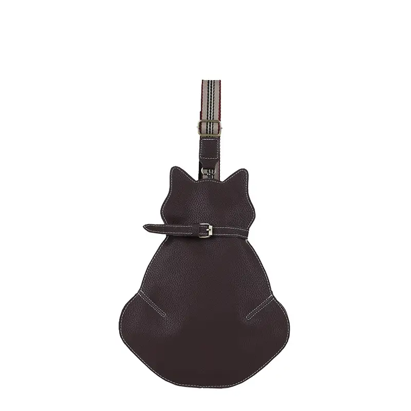 Cat Design Crossbody Bag Black Fashionable Shoulder Bag
