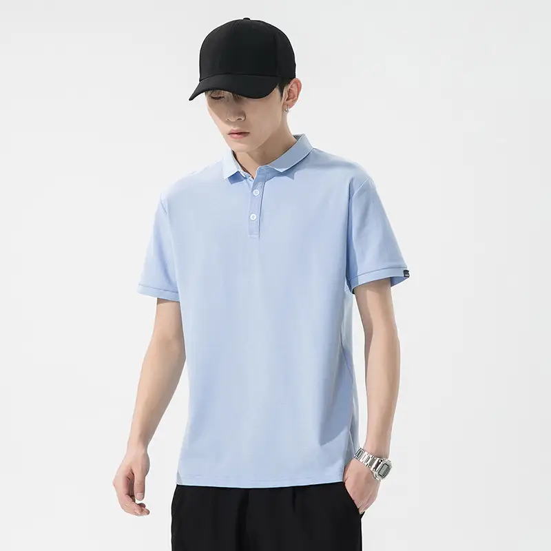 Men's Dark Gray Polo T-Shirt Short Sleeve Lapel Summer - Image 10